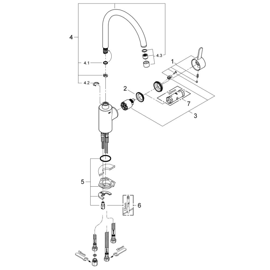 GROHE 31180000 - Смеситель для мойки EUROSMART COSMOPOLITAN полированный хром