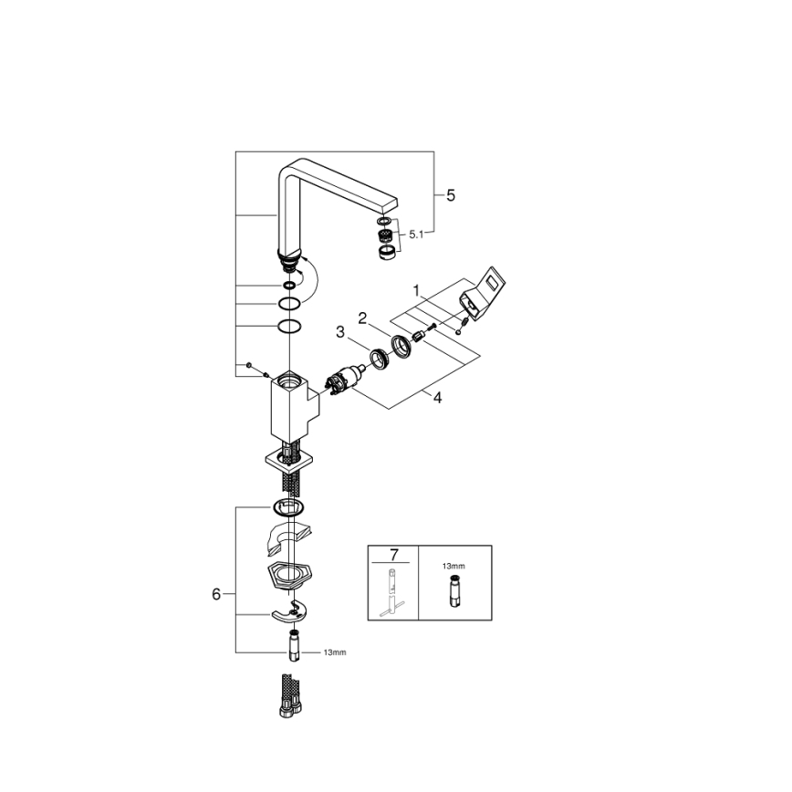 GROHE 31255000 - Кухонный смеситель EUROCUBE, глянцевый хром