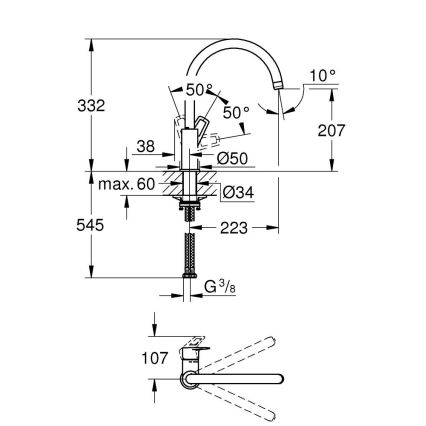 GROHE 31368001 - Кухонний змішувач BAULOOP, блискучий хром