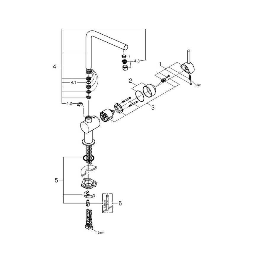 GROHE 31375000 - смеситель для мойки A 360 мм, полированный хром