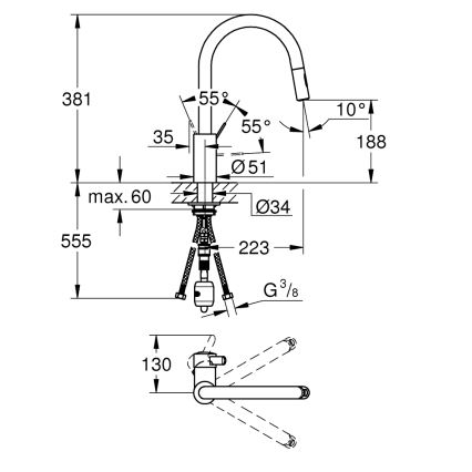 GROHE 31481001 - кухонный смеситель EUROSMART COSMOPOLITAN, полированный хром