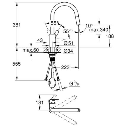GROHE 31484001 - Кухонный смеситель GET, глянцевый хром