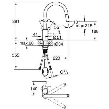 GROHE 31486DC1 - Кухонный смеситель FEEL из нержавеющей стали