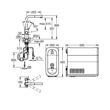 GROHE 31539000 - Кухонный смеситель BLUE HOME с L-образным изливом, глянцевый хром