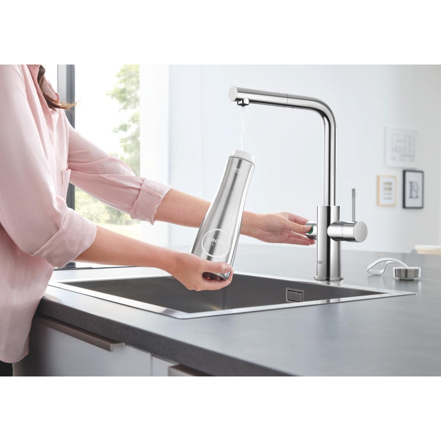 GROHE 31539000 - Кухонный смеситель BLUE HOME с L-образным изливом, глянцевый хром