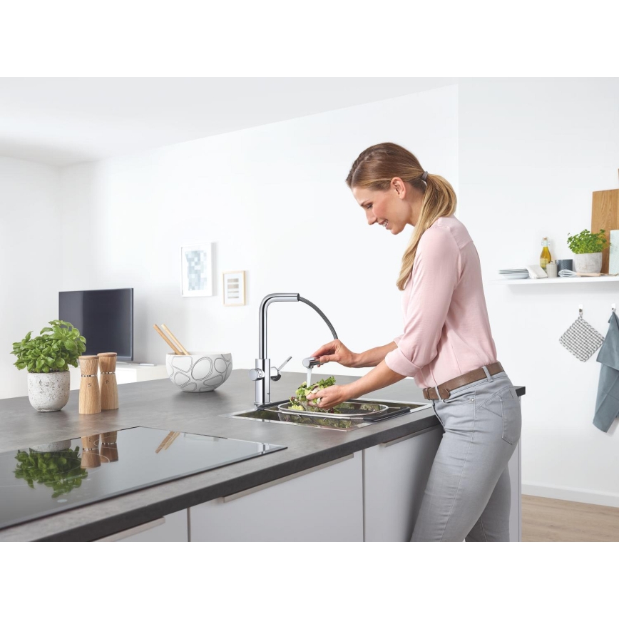 GROHE 31539000 - Кухонный смеситель BLUE HOME с L-образным изливом, глянцевый хром