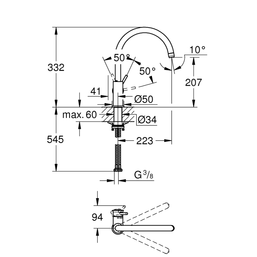 GROHE 31553001 - Кухонный смеситель START CLASSIC, глянцевый хром