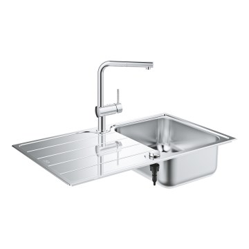 GROHE 31573SD1 - Набір кухонної мийки K500 зі стільницею для сушіння та змішувачем A, 86×50 см, із нержавіючої сталі