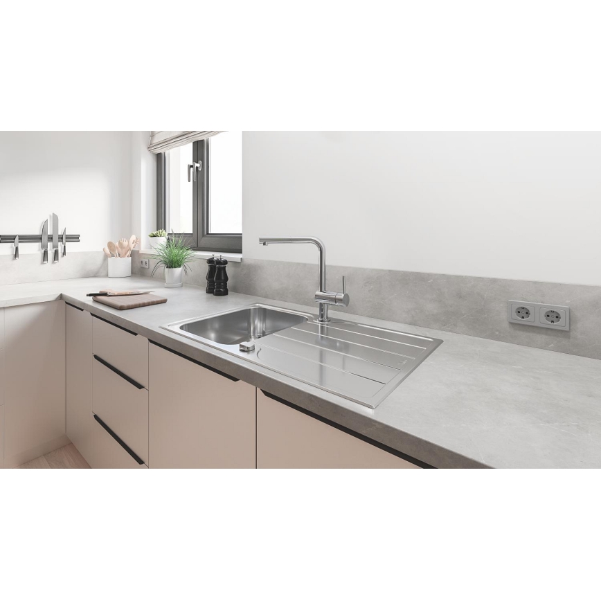 GROHE 31573SD1 - Набір кухонної мийки K500 зі стільницею для сушіння та змішувачем A, 86×50 см, із нержавіючої сталі
