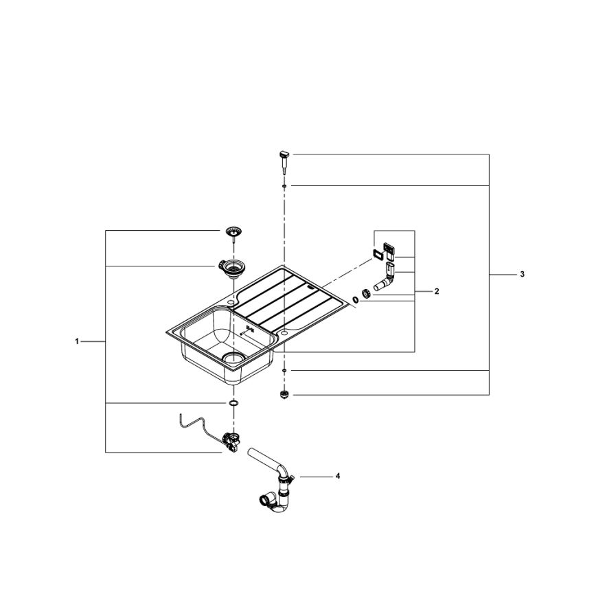 GROHE 31573SD1 - Комплект кухонной мойки K500 с интегрированной сливной доской и смесителем A, 86×50 см, из нержавеющей стали