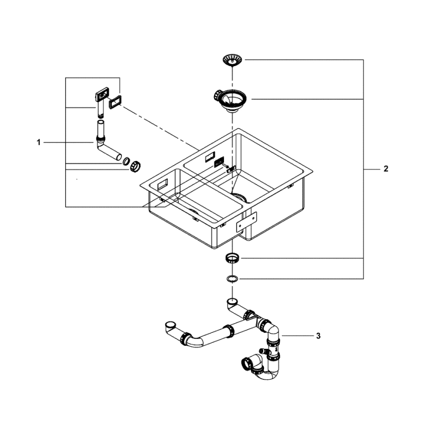 GROHE 31576SD1 - Кухонна мийка K700U 595 × 450 мм нержавіюча сталь
