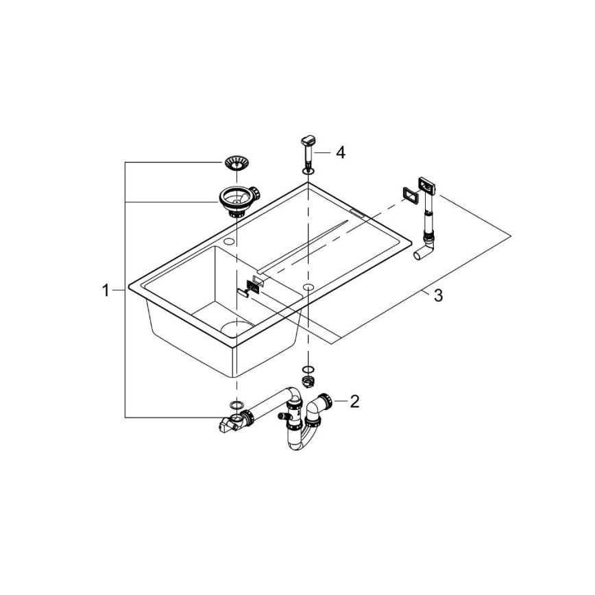 GROHE 31640AP0 - Композитная мойка K400 860 × 500 мм гранит/чёрный