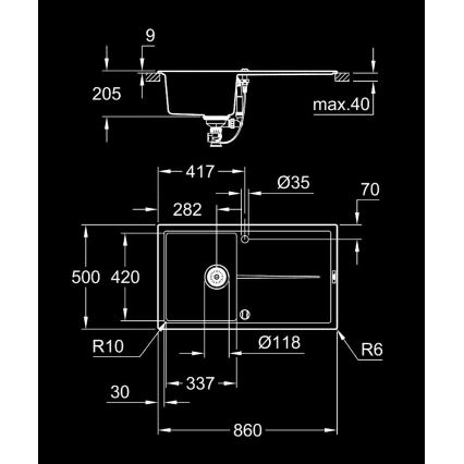 GROHE 31640AP0 - Композитная мойка K400 860 × 500 мм гранит/чёрный