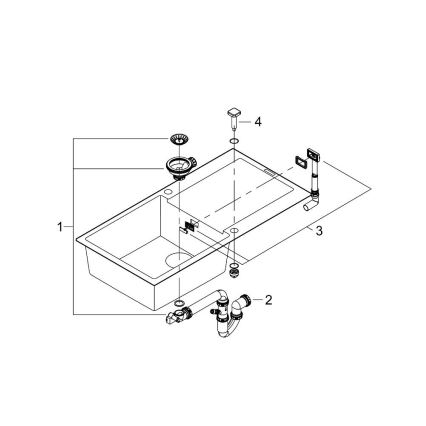 GROHE 31645AP0 - Кухонная мойка K500 1000 × 500 мм камень/чёрный