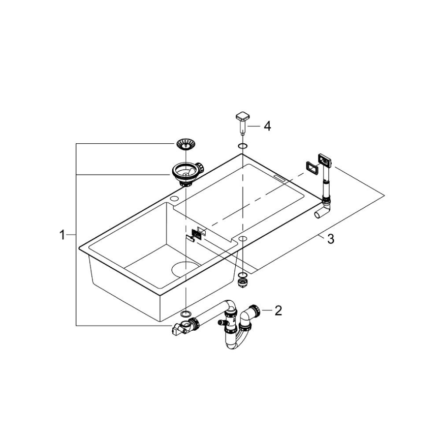 GROHE 31645AP0 - Кухонная мойка K500 1000 × 500 мм камень/чёрный