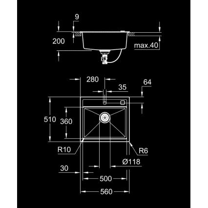 GROHE 31651AP0 - Кухонная мойка K700 560 × 510 мм гранит/чёрный