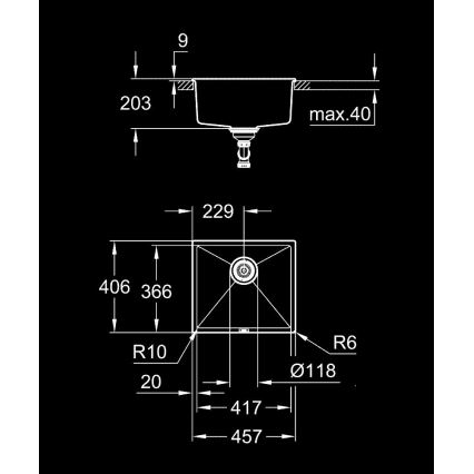 GROHE 31653AP0 - Мойка K700U 457 × 406 мм камень/чёрный