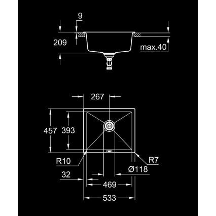 GROHE 31654AP0 - Мийка K700U 533 × 457 мм чорний граніт/чорний