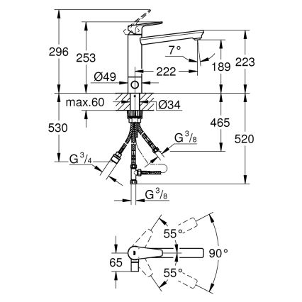 GROHE 31696000 - Кухонный смеситель BAUEDGE, полированный хром