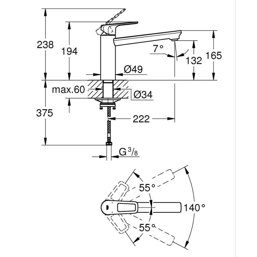GROHE 31706000 - змішувач для кухонної мийки BAULOOP, полірований хром
