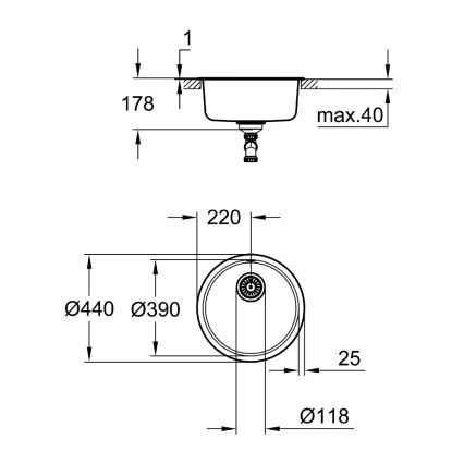 GROHE 31720SD0 - Кухонная мойка K200 440 x 440 x 180 нержавеющая сталь
