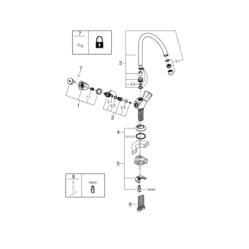 GROHE 31831001 - Смеситель для мойки COSTA L, полированный хром