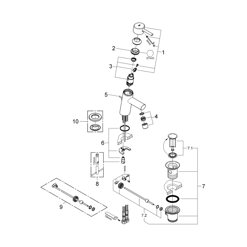 GROHE 32204001 - Смеситель для раковины CONCETTO DN 15, полированный хром