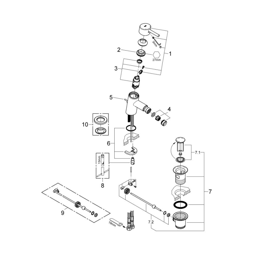 GROHE 32208001 - Змішувач для біде CONCETTO DN 15 глянцевий хром
