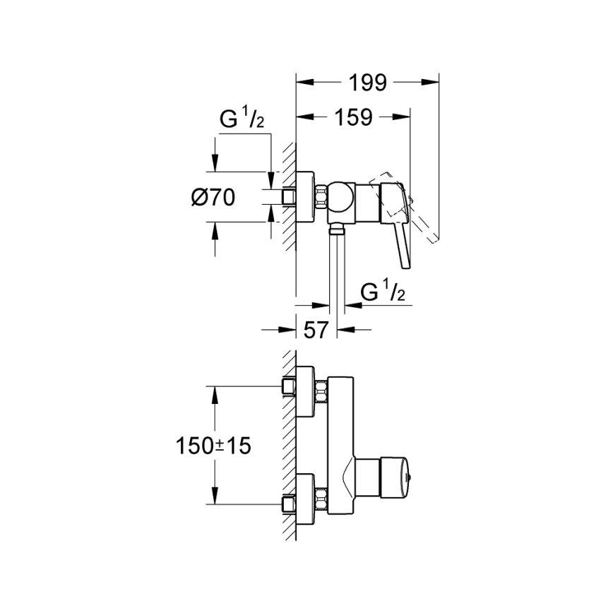 GROHE 32210001 - душевой смеситель CONCETTO DN 15, полированный хром