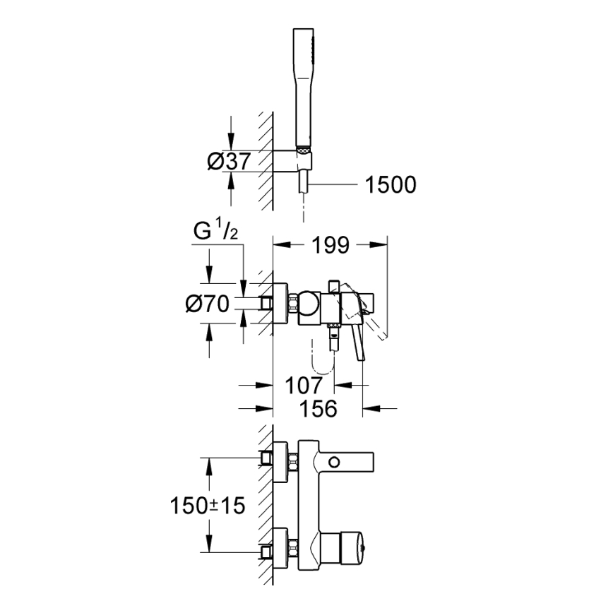 GROHE 32212001 - Смеситель для ванны CONCETTO, полированный хром