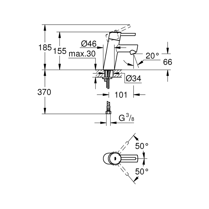 GROHE 3224010E - Змішувач для умивальника CONCETTO DN 15 глянцевий хром