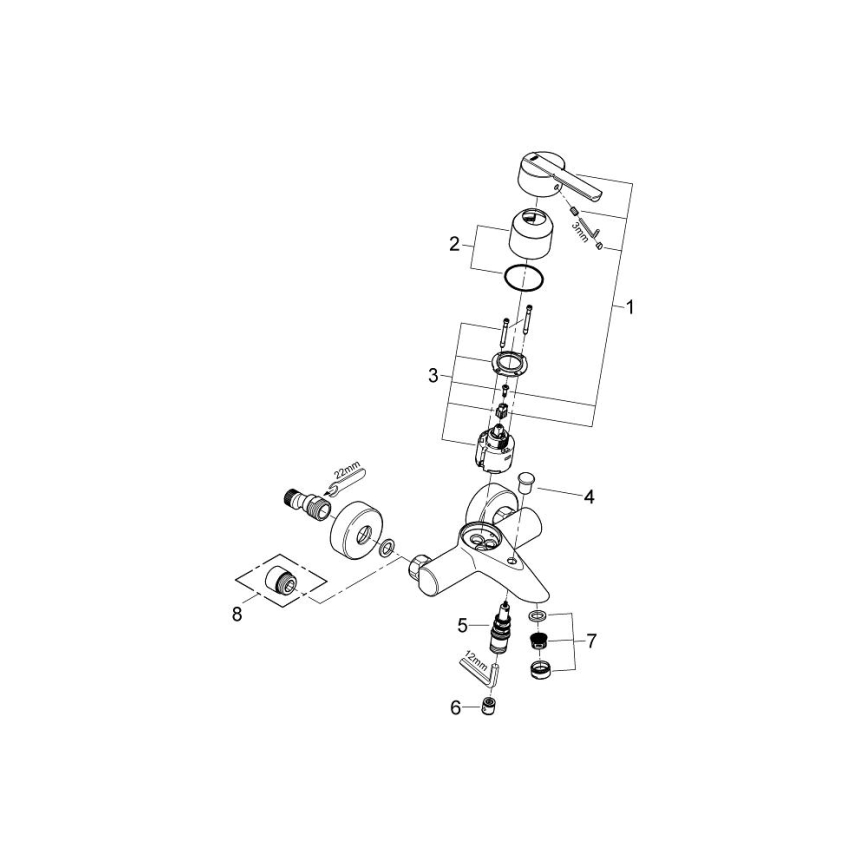 GROHE 32269000 - ванний змішувач FEEL DN 15, блискучий хром