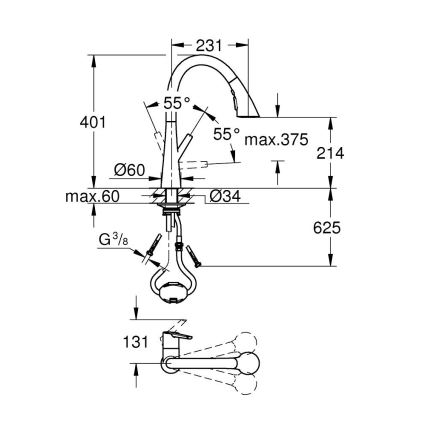 GROHE 32294002 - Смеситель для кухни ZEDRA 401 мм, глянцевый хром