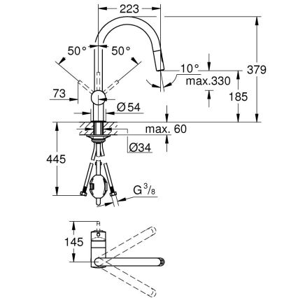 GROHE 32321002 - Смеситель для кухонной мойки A, блестящий хром