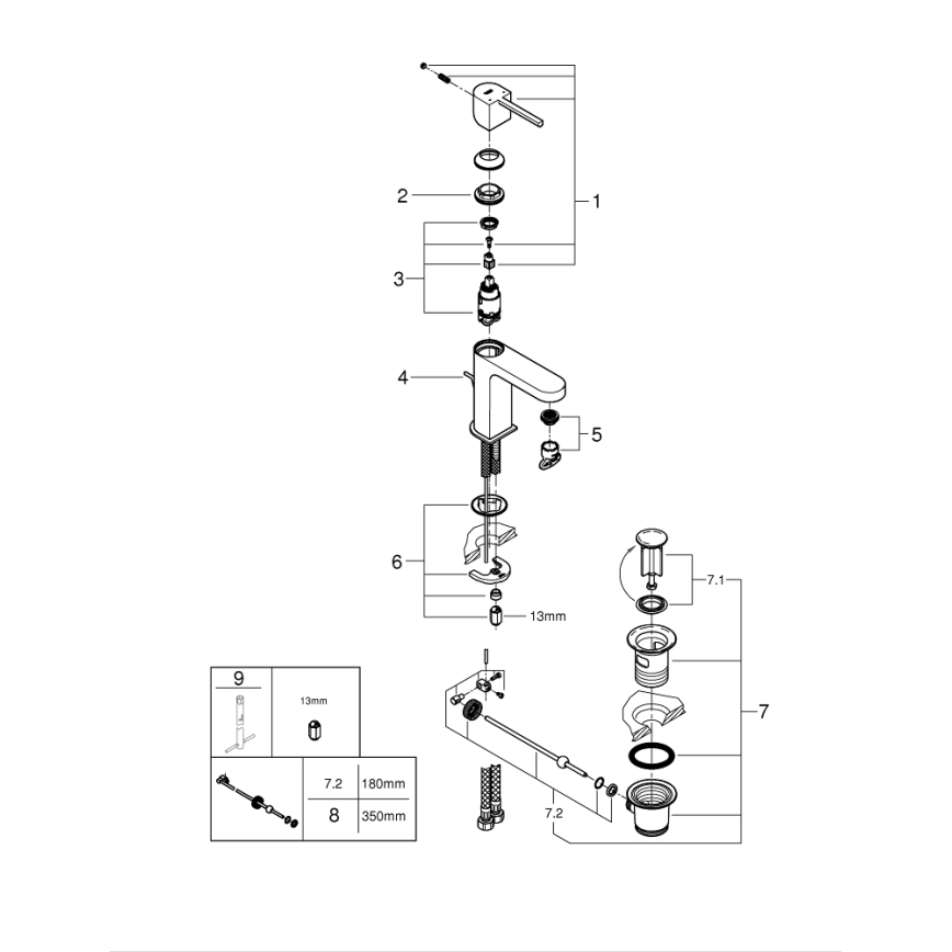 GROHE 32612003 - Смеситель для умывальника PLUS, размер S, глянцевый хром