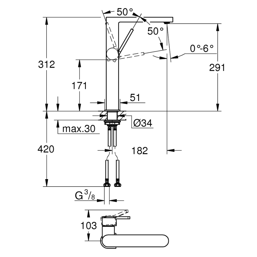 GROHE 32618003 - Змішувач для умивальника PLUS XL, глянцевий хром