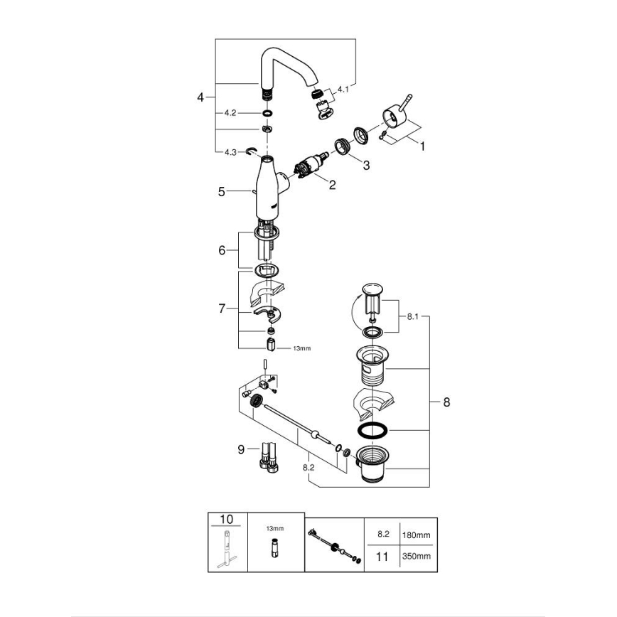 GROHE 32628001 - Смеситель для умывальника ESSENCE, размер L, блестящий хром