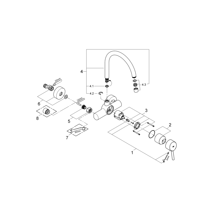 GROHE 32667001 - Змішувач для мийки CONCETTO 280 mm полірований хром