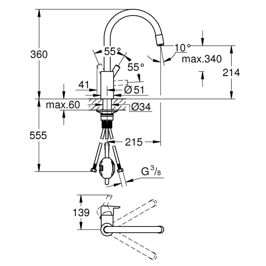GROHE 32671002 - кухонный смеситель FEEL, глянцевый хром