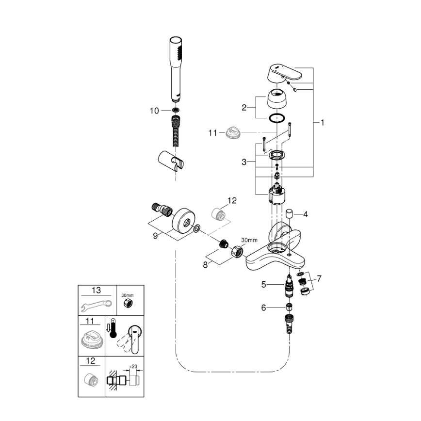 GROHE 32832000 - смеситель для ванны EUROSMART COSMOPOLITAN