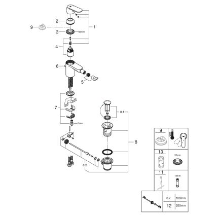GROHE 32839000 - Смеситель для биде EUROSMART COSMOPOLITAN размер S полированный хром