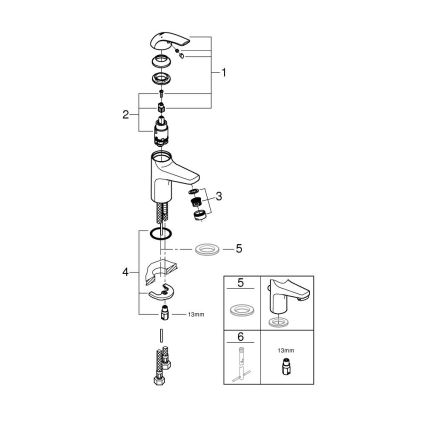 GROHE 32848000 - смеситель для раковины BAUCURVE, полированный хром