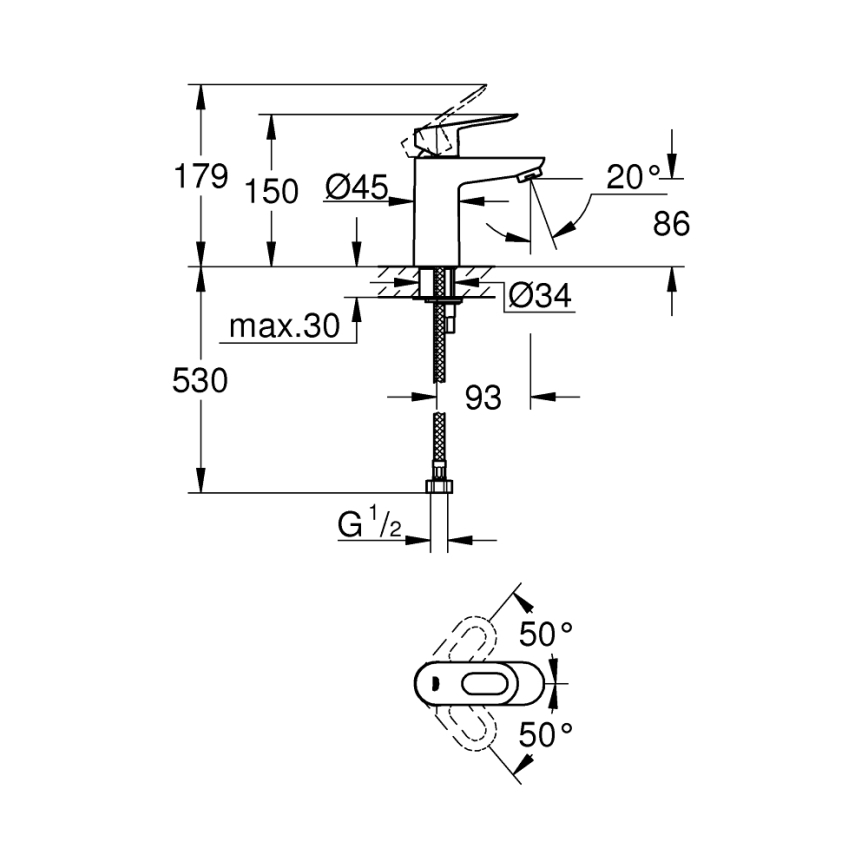 GROHE 32854000 - Смеситель для раковины BAULOOP, глянцевый хром