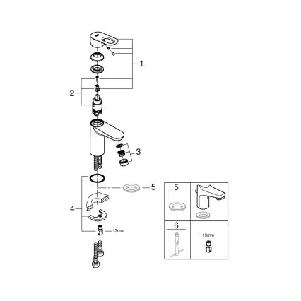 GROHE 32854000 - Змішувач для умивальника BAULOOP полірований хром