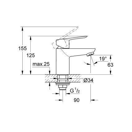 GROHE 32857000 - Стояковий вентиль BAULOOP DN 15 полірований хром