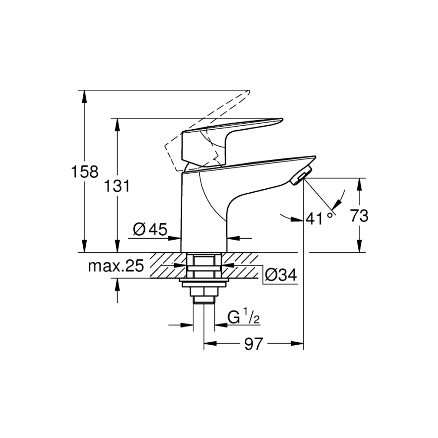 GROHE 32861001 - Стійковий змішувач BAUEDGE 131 мм блискучий хром