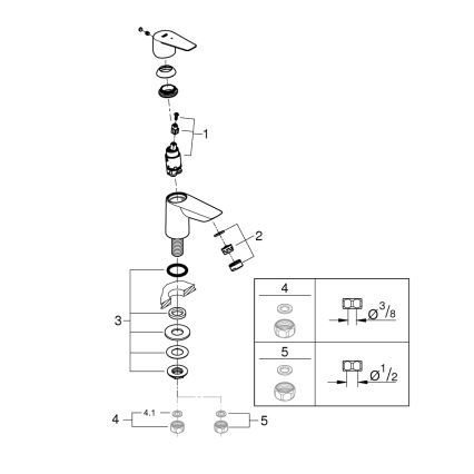 GROHE 32861001 - Стойковый вентиль BAUEDGE 131 мм, глянцевый хром