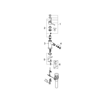 GROHE 32864000 - Змішувач для біде BAUCLASSIC, глянцевий хром