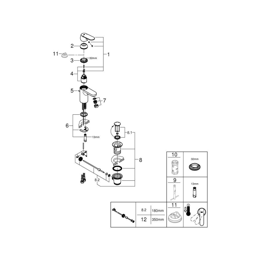 GROHE 32883000 - Раковинный смеситель GET размер S полированный хром