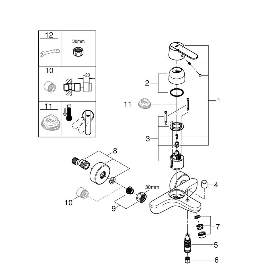 GROHE 32887000 - Смеситель для ванны GET DN 15 глянцевый хром